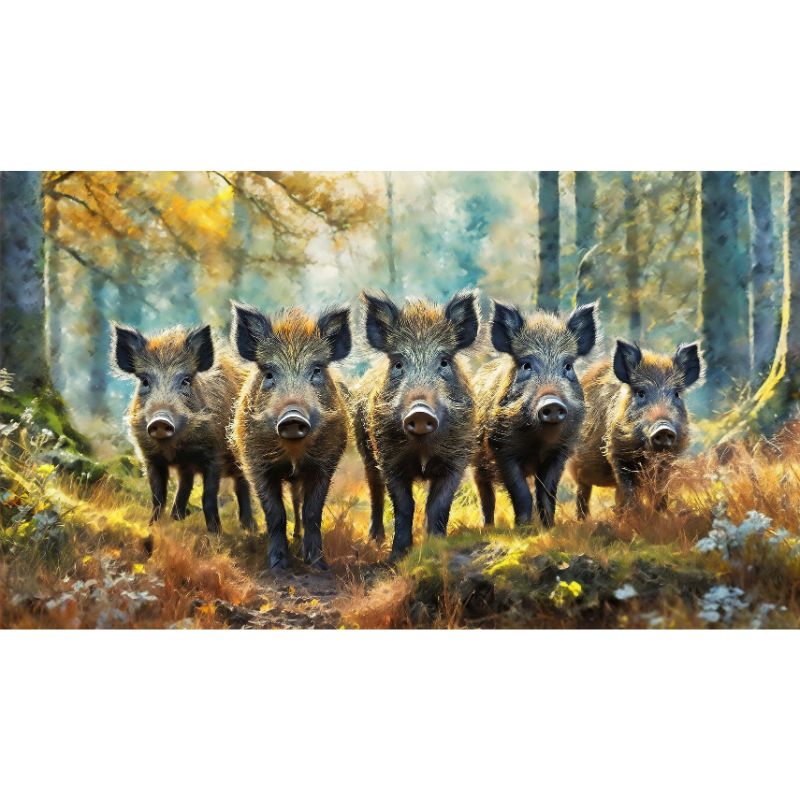 Adorable Wild Boar Piglets in Forest 1000 Piece Puzzle