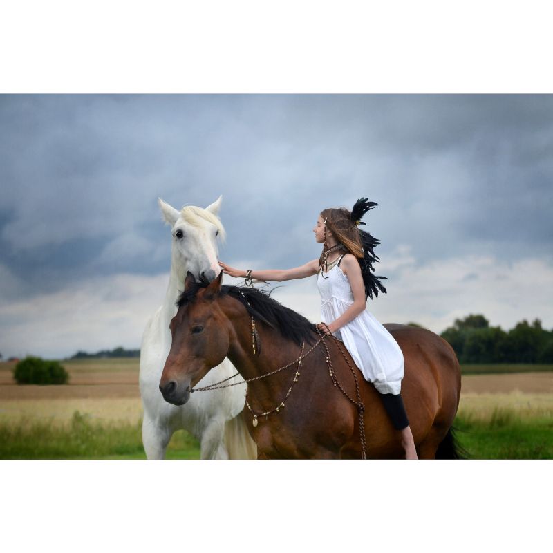 Bohemian Girl with Horses 1000 Piece Puzzle for Adults