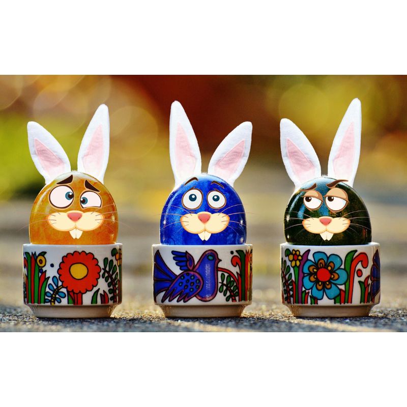 Colorful Cartoon Bunny Eggs in Floral Holders Puzzle – 1000 Pieces