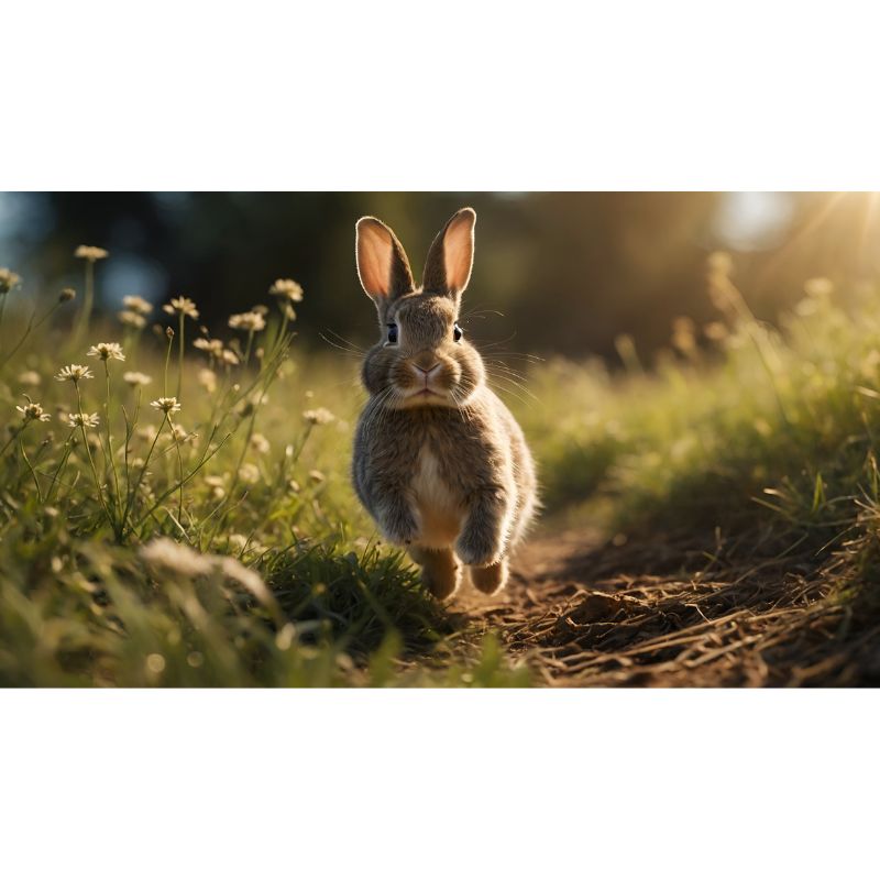 Cute Bunny Running Through Sunny Flower Field Puzzle – 1000 Pieces