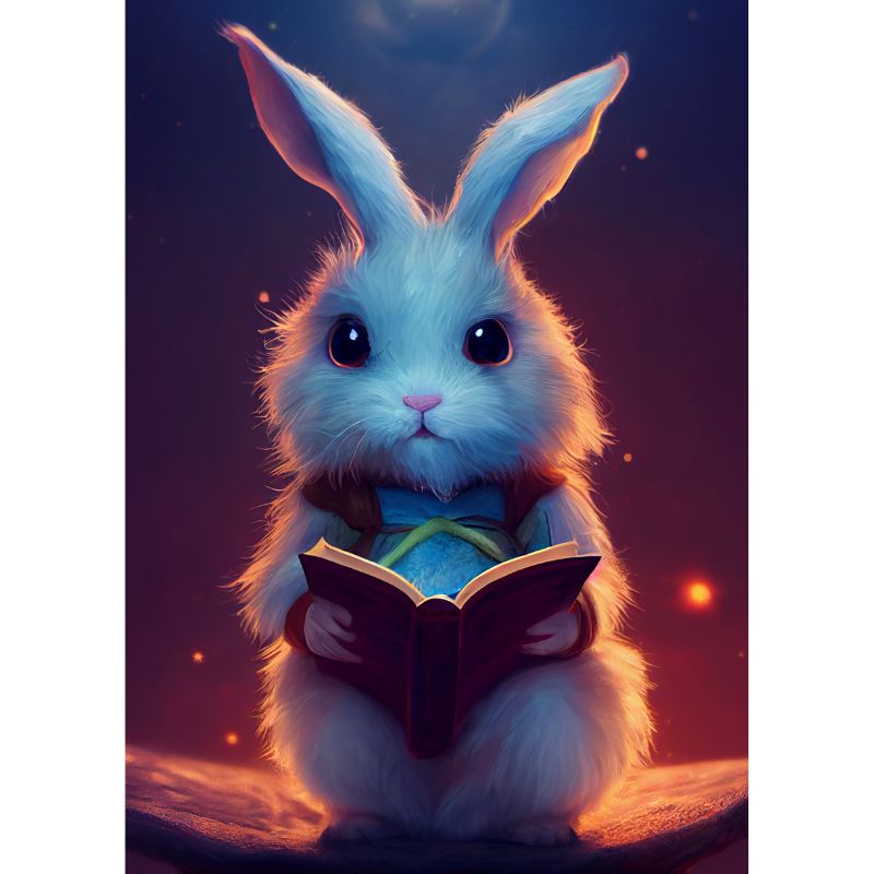Magical White Bunny Reading Fantasy Storybook Puzzle – 1000 Pieces