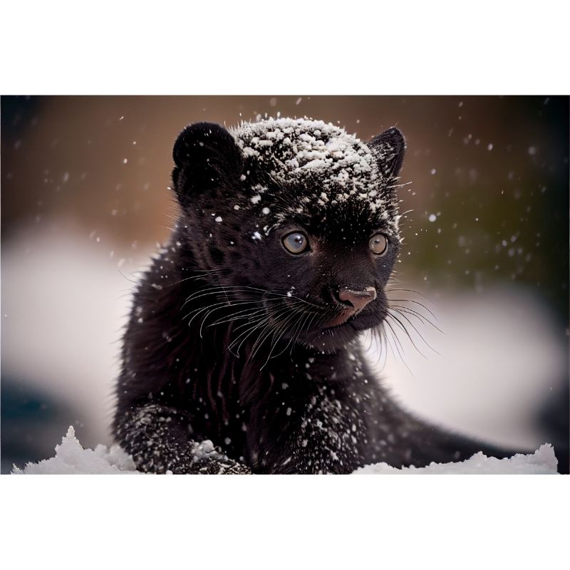 Adorable Black Panther Cub 1000 Piece Snow Puzzle