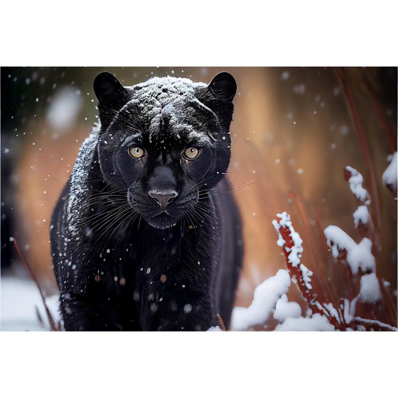 Majestic Black Panther in Snowy Woods 1000 Piece Puzzle