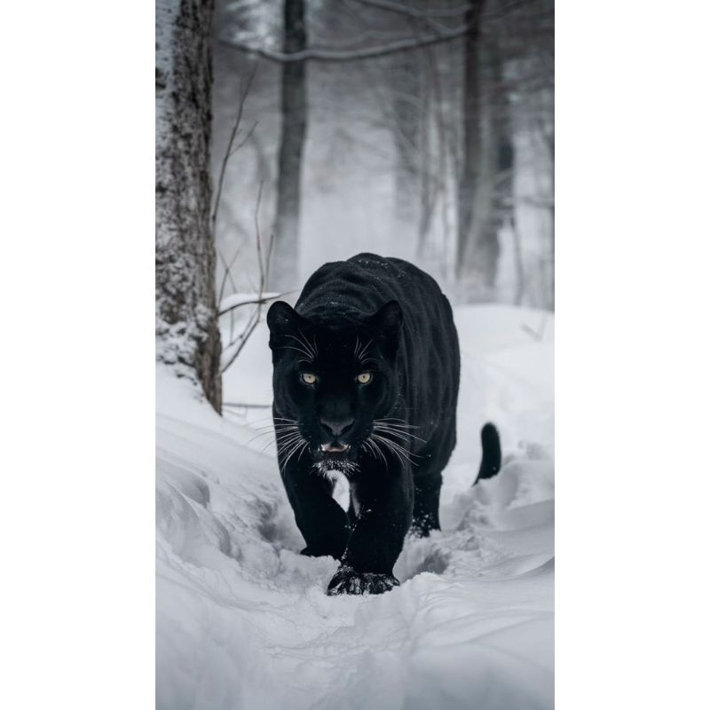 Shadow Walker 1000 Piece Puzzle Elegant Black Panther in Winter Woods
